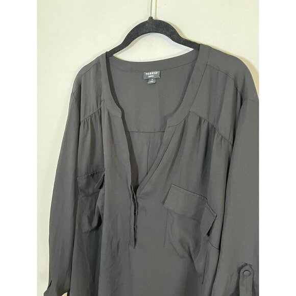 Torrid Neutral Top 4X Black Pullover Harper Classic Minimalist Office Retro 80s - Picture 8 of 14